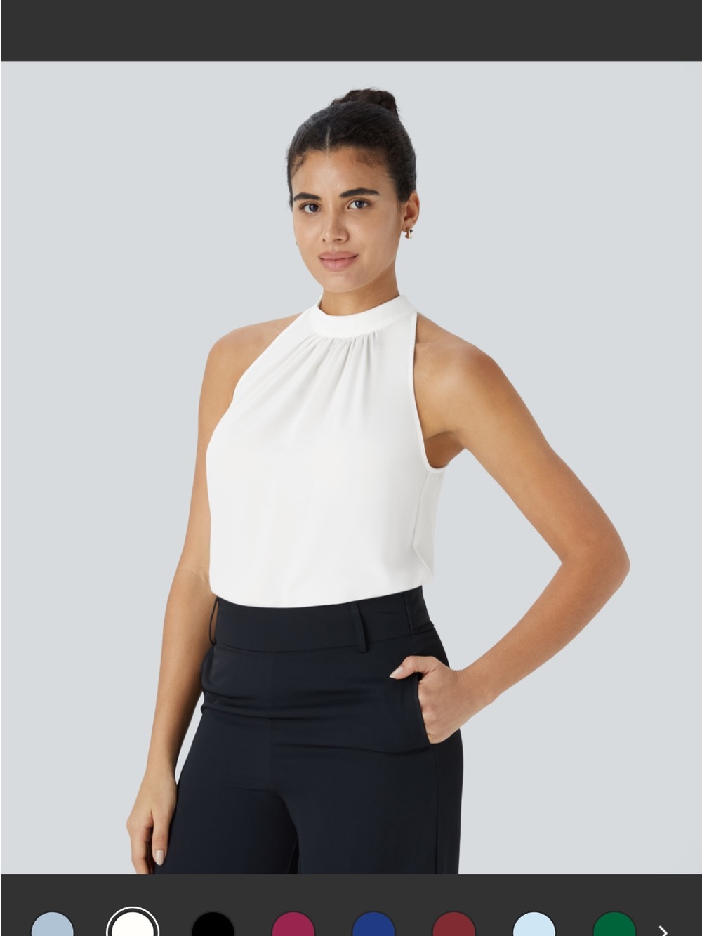 HALARA White High-Neck Sleeveless Camisole